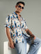 District Art Print Viscose Half Sleeves Relaxed Fit Shirt