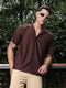 Chestnut Relaxed Fit Textured Half Sleeves Shirt