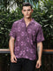 Deep Plum Print Relaxed Fit Half Sleeve Shirt