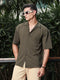 Olive Textured Oversized Half Sleeves Shirt