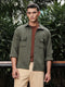 Textured Drop Shoulder Double Pocket Utility Shirt Shacket