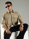 Khaki Drop Shoulder Twin Pocket Utility Shirt Shacket
