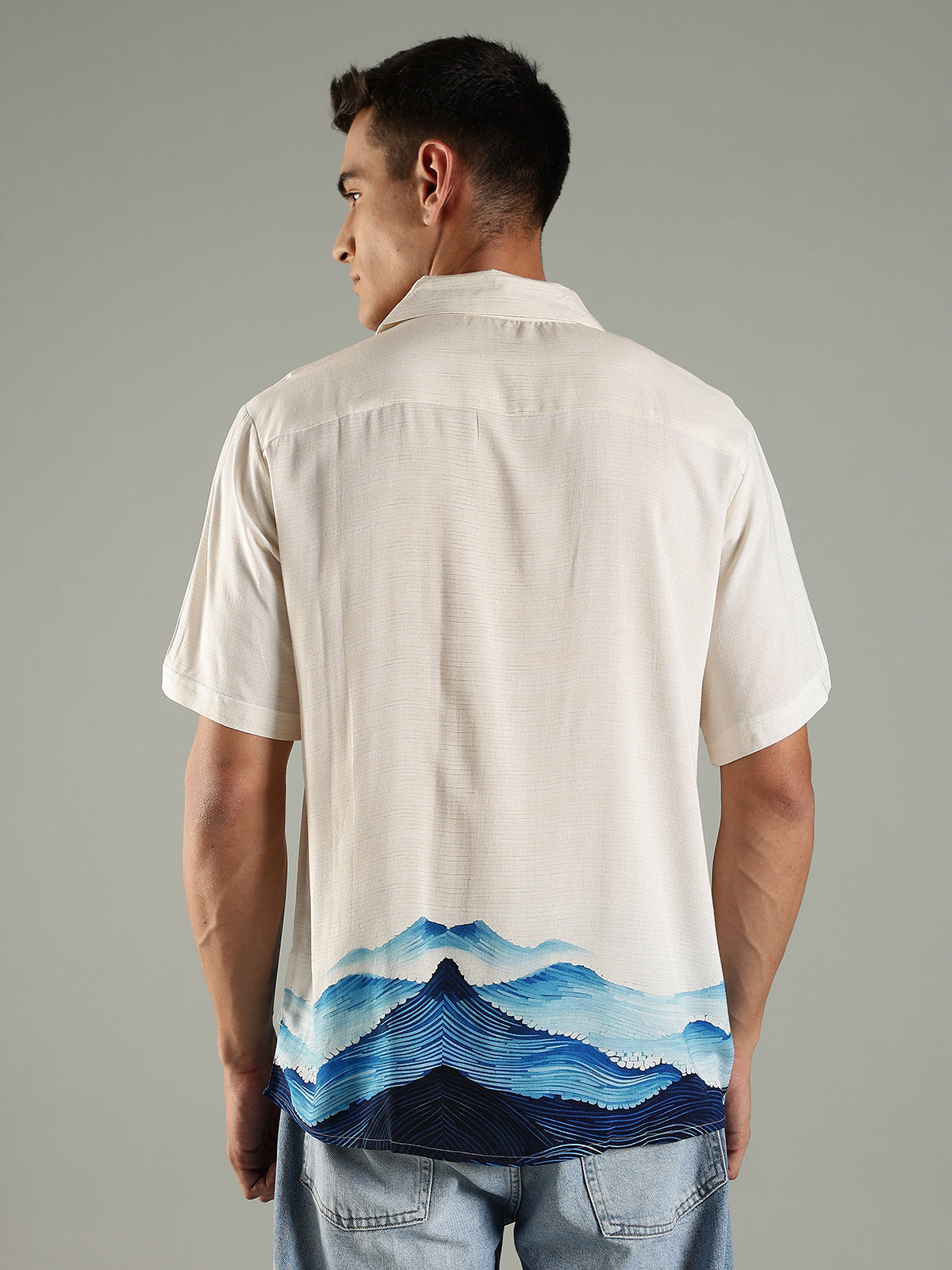 Coastal Drift Placement Print Viscose Relaxed Fit Shirt