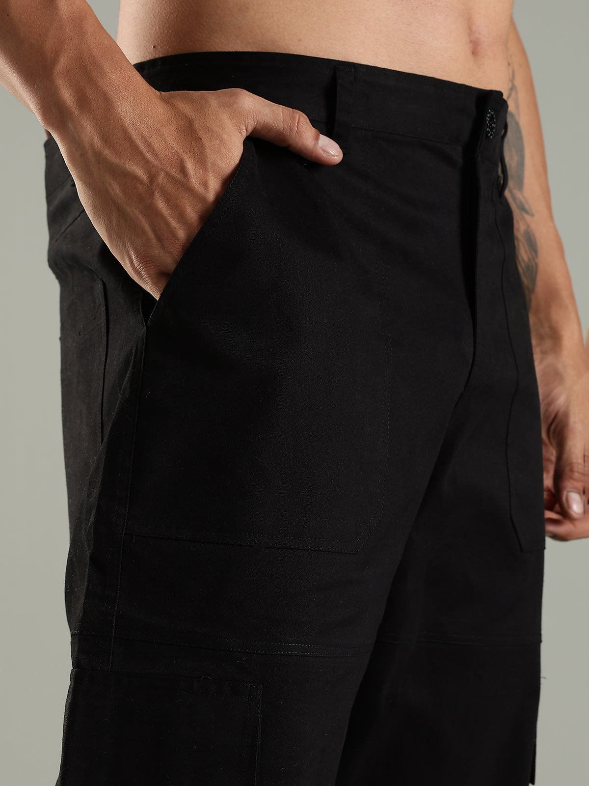 Classic Straight Fit Utility Six Pockets Cargo Pants - Black