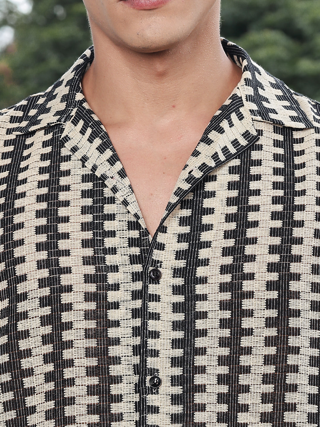 MonoGrid Crochet Oversized Half Sleeves Shirt