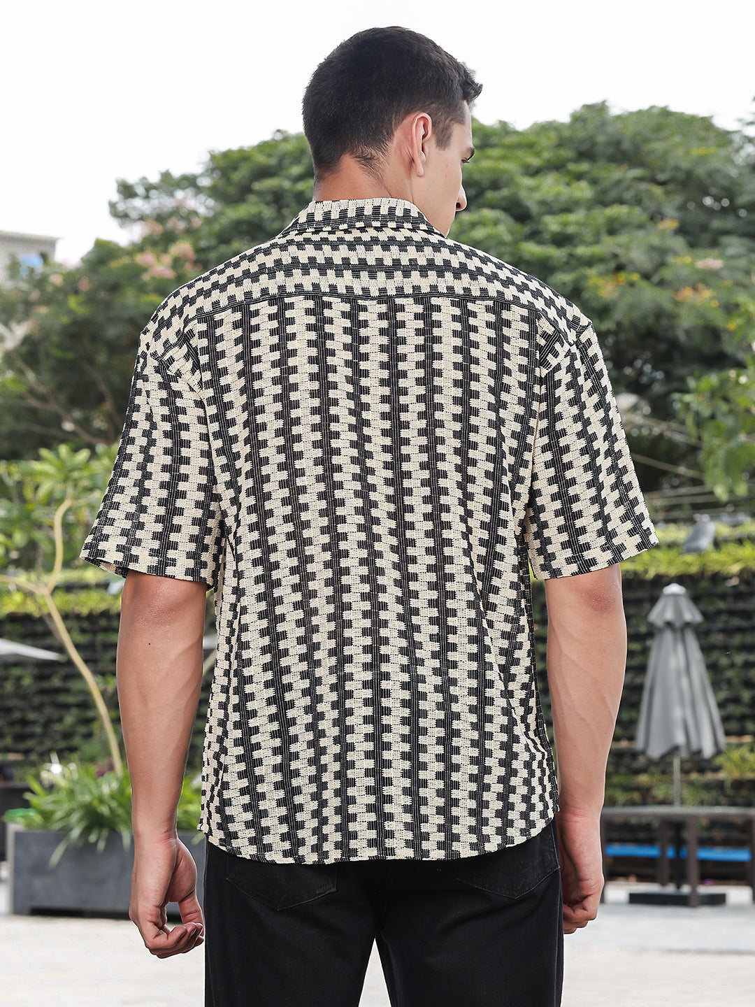 MonoGrid Crochet Oversized Half Sleeves Shirt