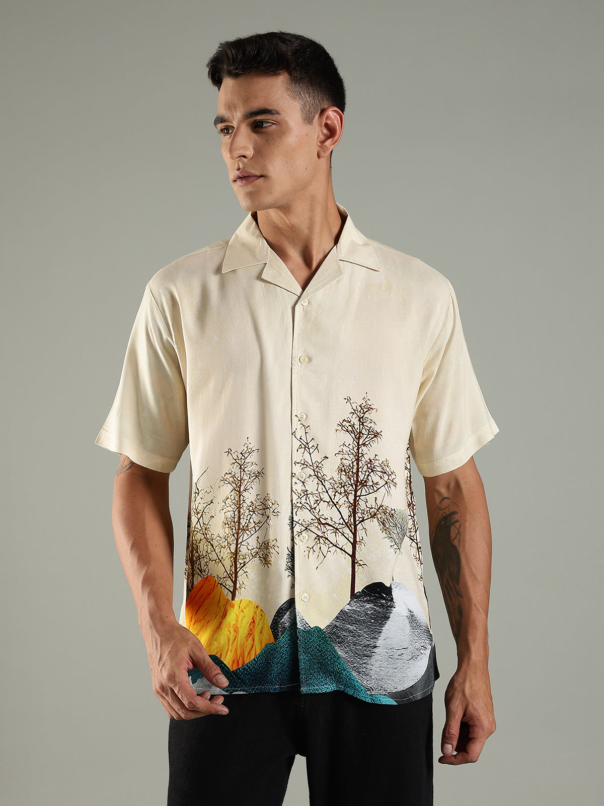 Soltera Placement Print Relaxed Fit Half Sleeves Shirt