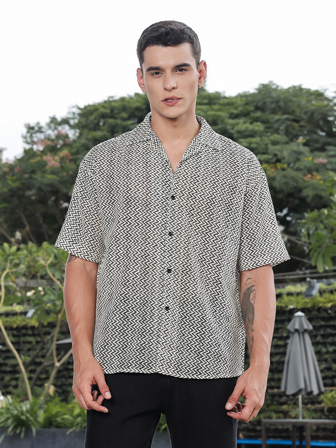 Zigzag Crochet Oversized Shirt