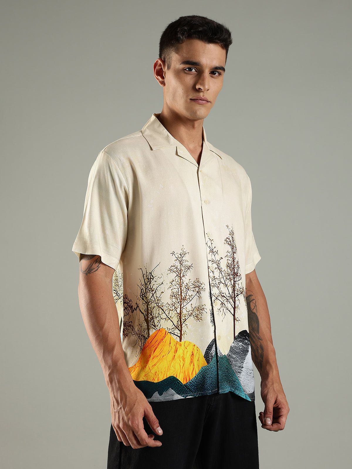 Soltera Placement Print Relaxed Fit Half Sleeves Shirt