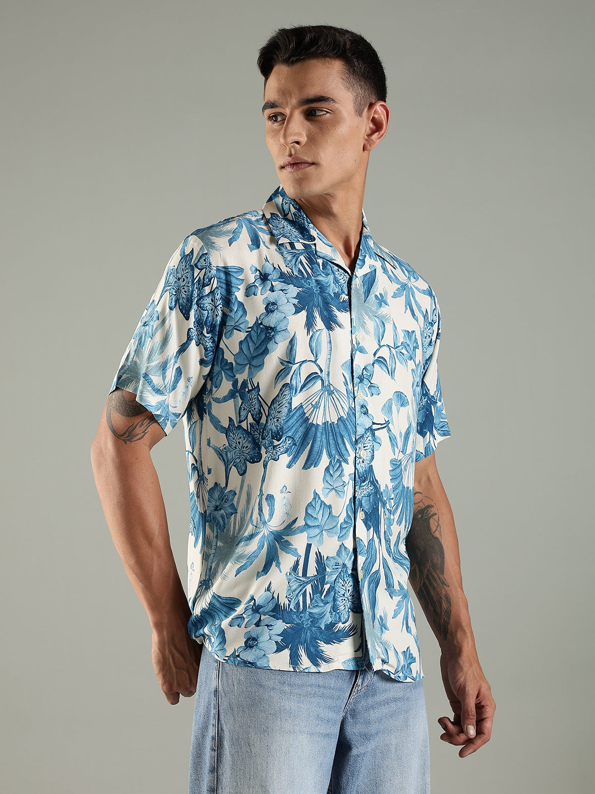 Floral Paradise Printed Relaxed Fit Half Sleeve Shirt