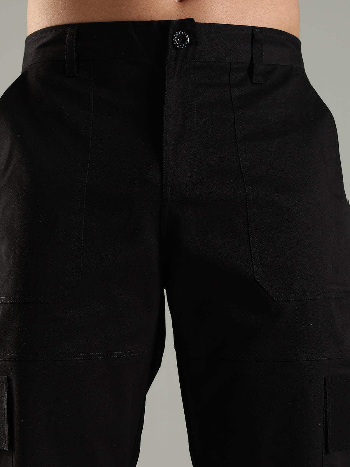 Classic Straight Fit Utility Six Pockets Cargo Pants - Black