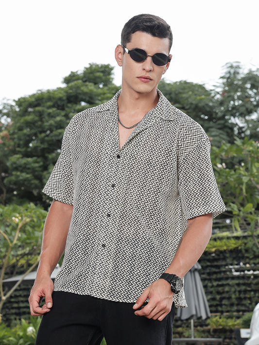 Zigzag Crochet Oversized Shirt
