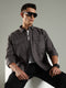 Charcoal Drop Shoulder Double Pocket Utility Shirt Shacket
