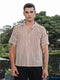 Retro Rust Zigzag Crochet Half Sleeve Shirt