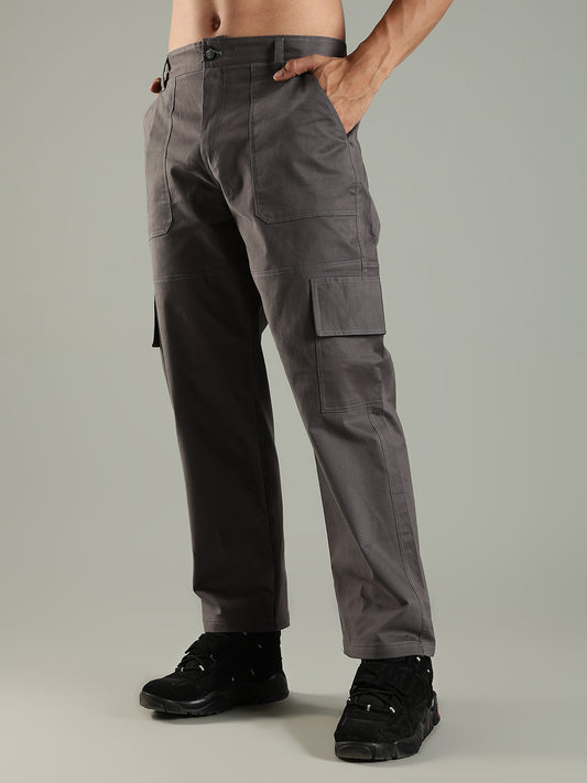 Classic Straight Fit Utility Six Pockets Cargo Pants - Charcoal