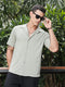 Sage Green Textured Half Sleeves Relaxed Fit Shirt