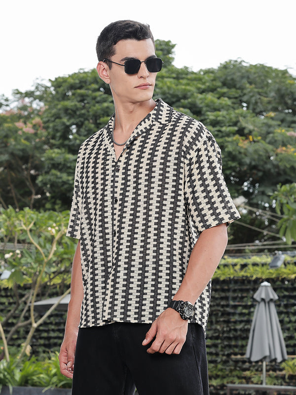MonoGrid Crochet Oversized Half Sleeves Shirt