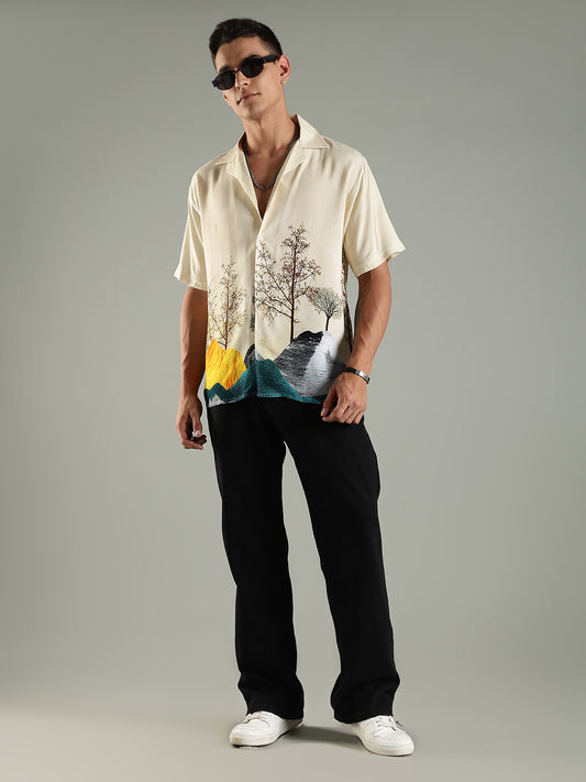 Soltera Placement Print Relaxed Fit Half Sleeves Shirt