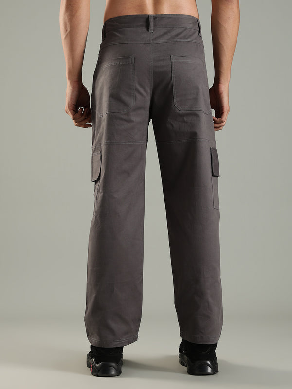 Classic Straight Fit Utility Six Pockets Cargo Pants - Charcoal