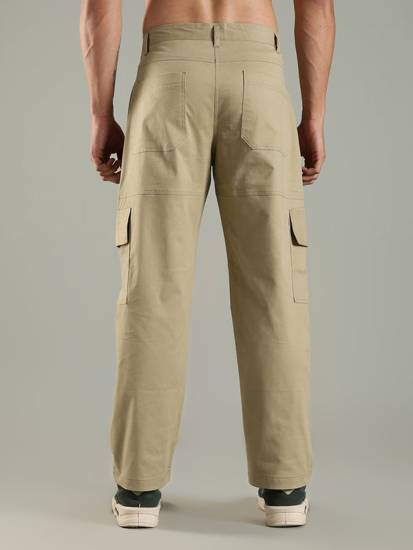 Classic Straight Fit Utility Six Pockets Cargo Pants -  Khaki