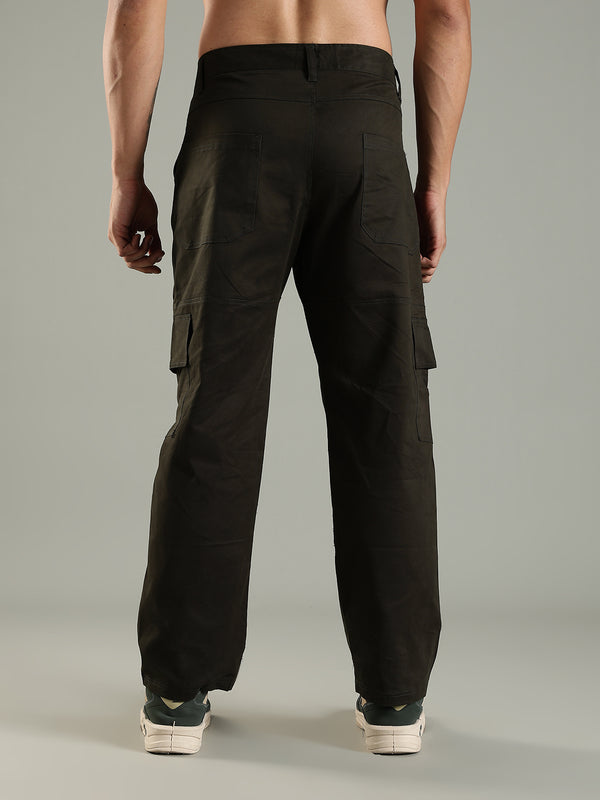 Classic Straight Fit Utility Six Pockets Cargo Pants - Olive