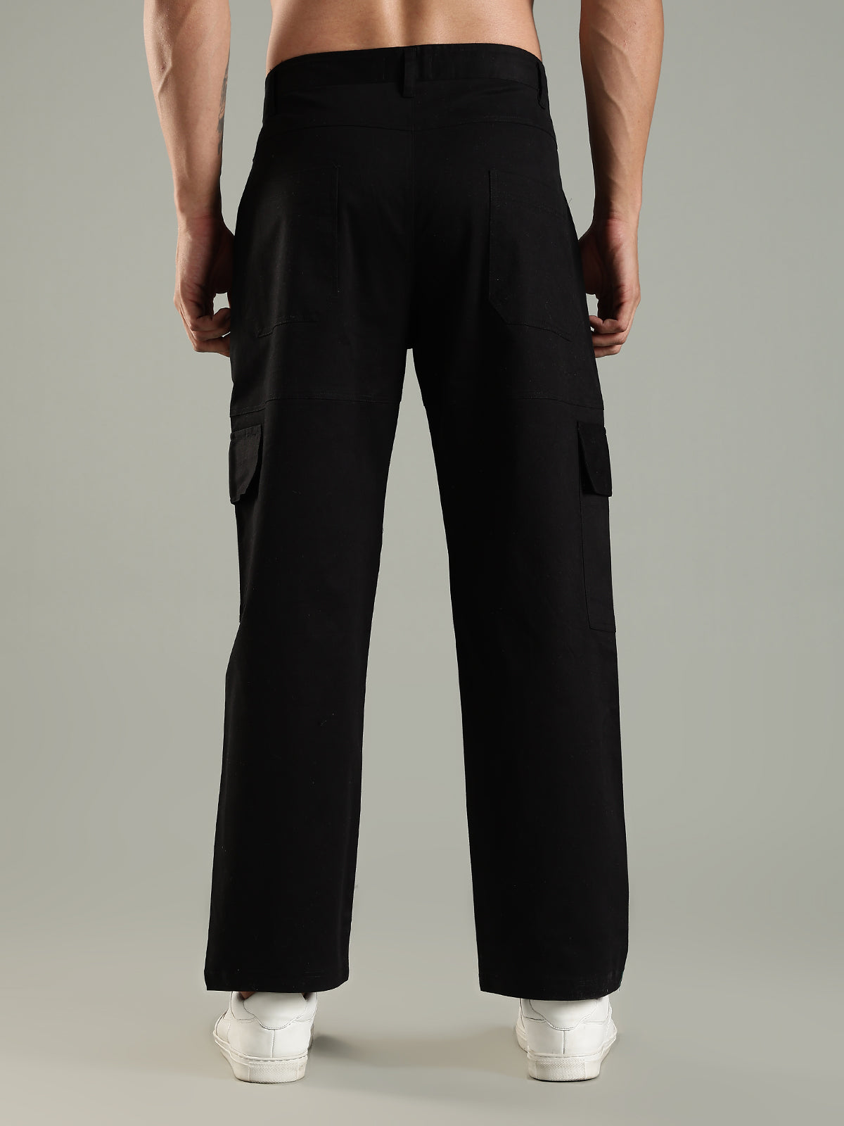 Classic Straight Fit Utility Six Pockets Cargo Pants - Black
