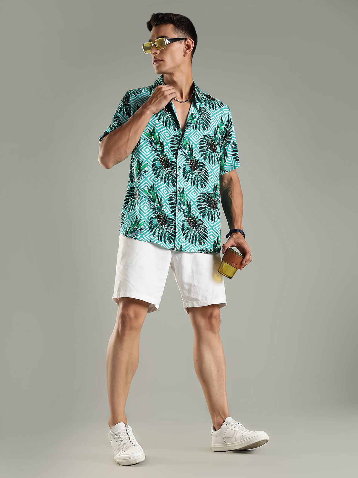Tropic Maze Relaxed Fit Half Sleeves Printed Shirt