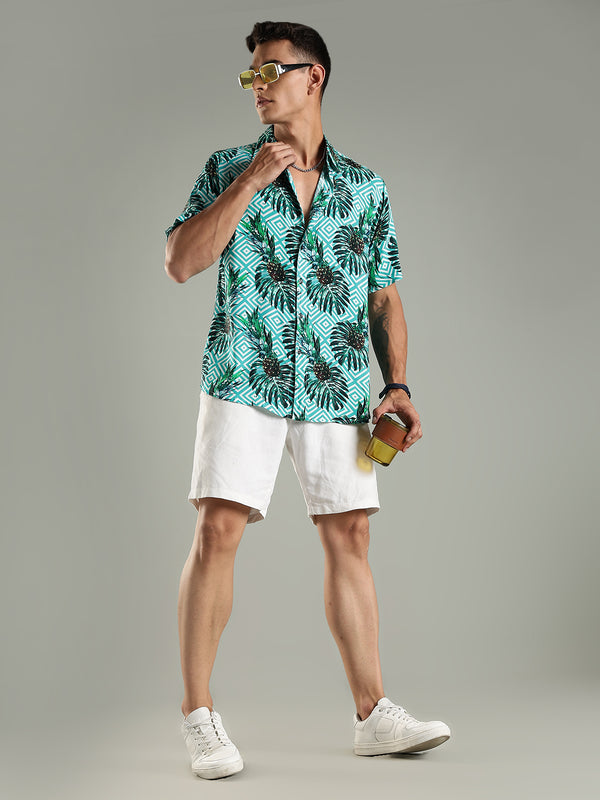 Tropic Maze Relaxed Fit Half Sleeves Printed Shirt