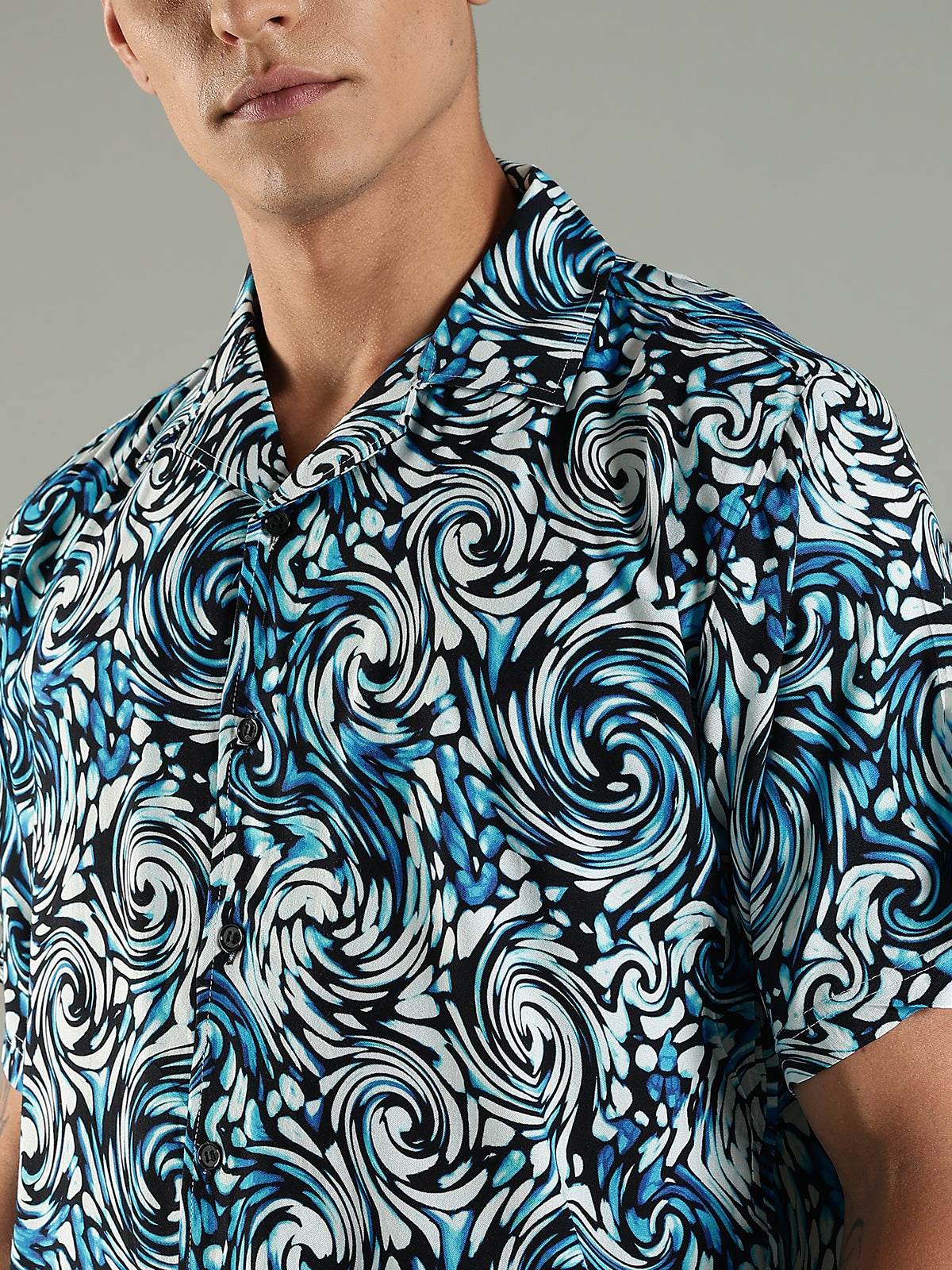 Ocean Drift Printed Relaxed Fit Half Rayon Shirt