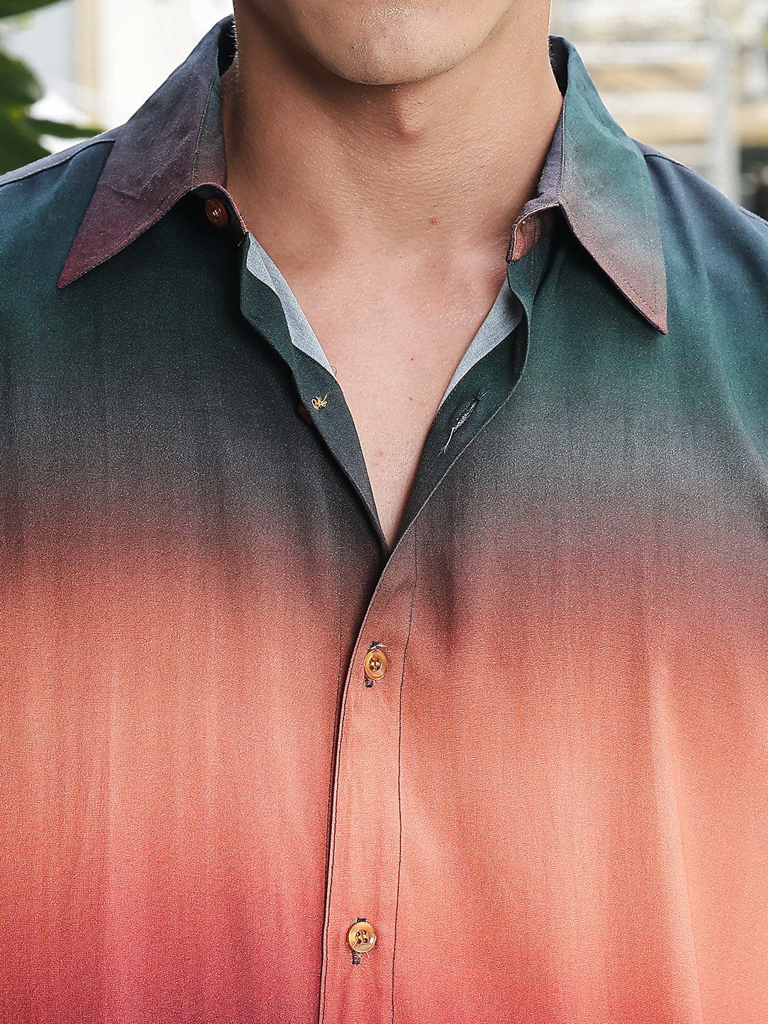 Ombre Gradient Relaxed Fit Half Sleeves Shirt