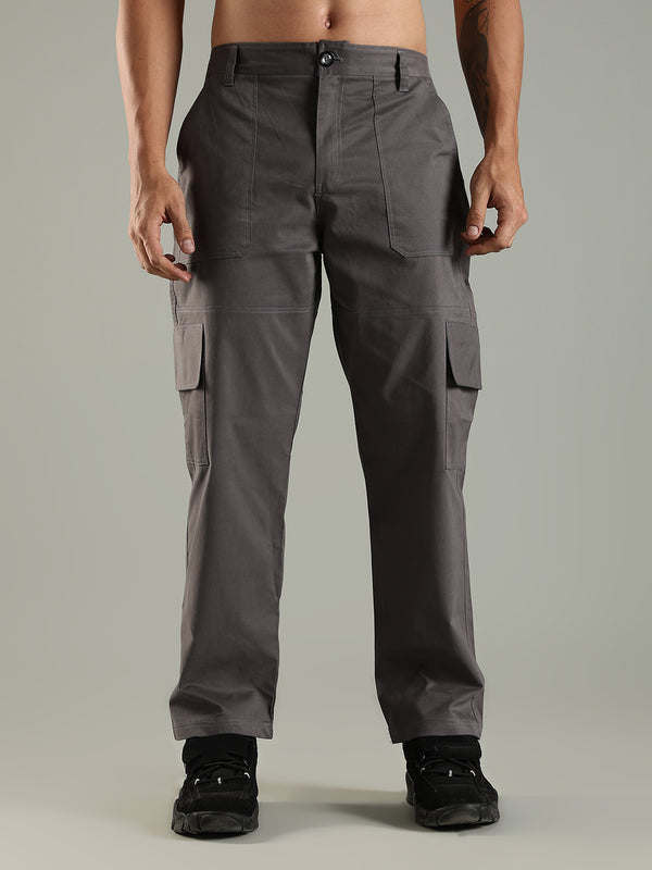 Classic Straight Fit Utility Six Pockets Cargo Pants - Charcoal