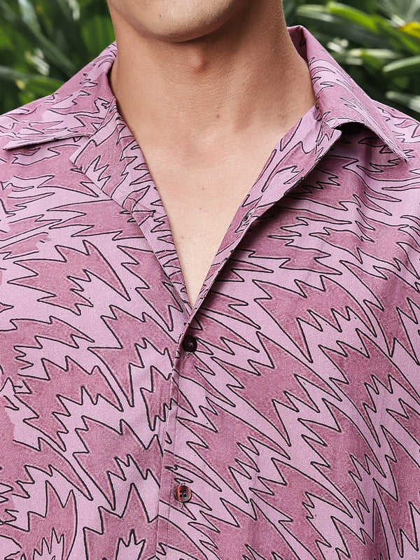Electric Escape Printed Oversized Half Sleeves Shirt