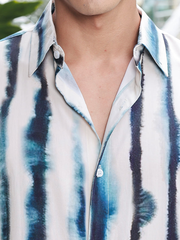 Tie Dye Styled Relaxed Fit Half Sleeves Shirt