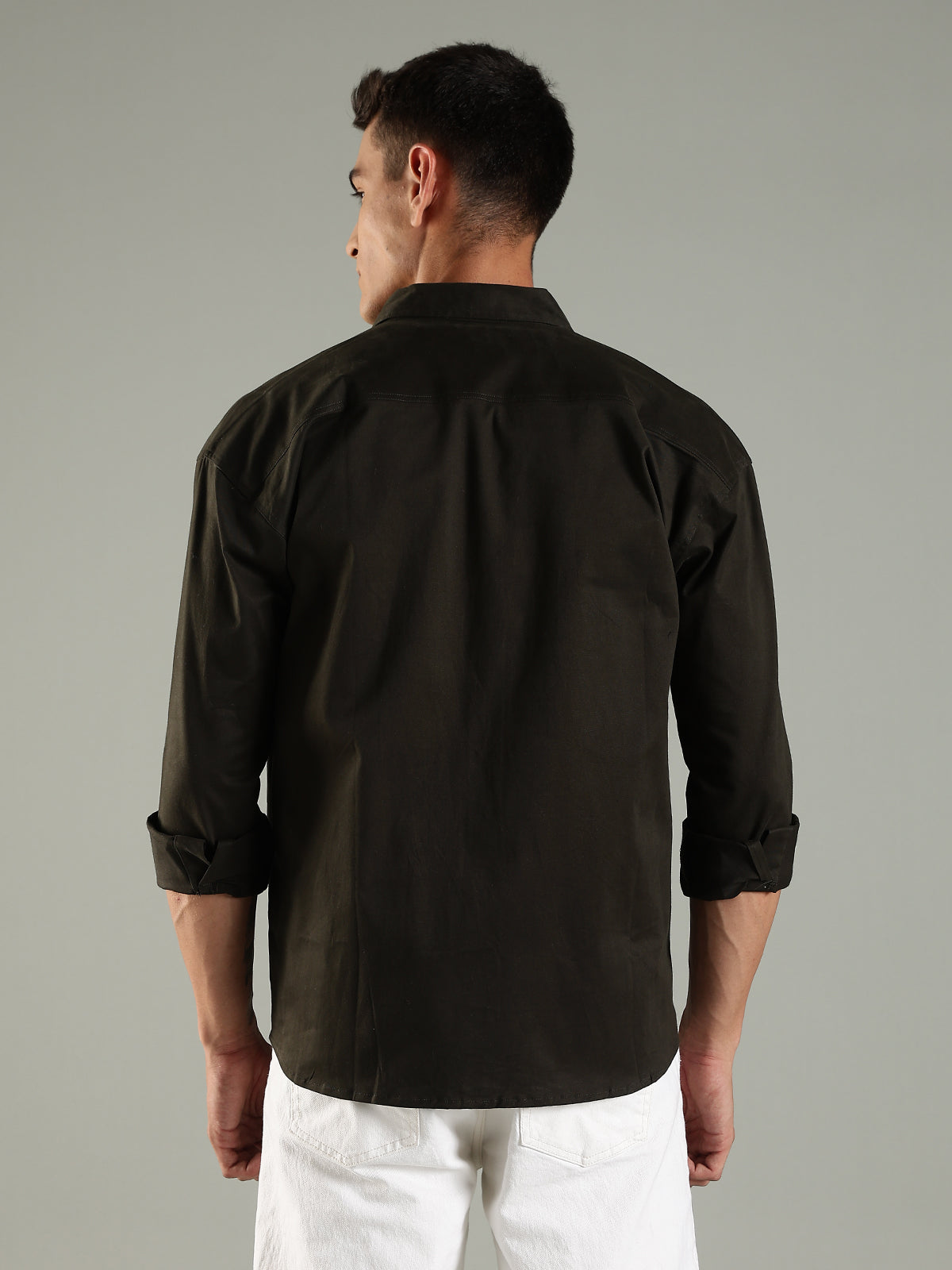 Olive Drop Shoulder Twin Pocket Utility Shirt Shacket