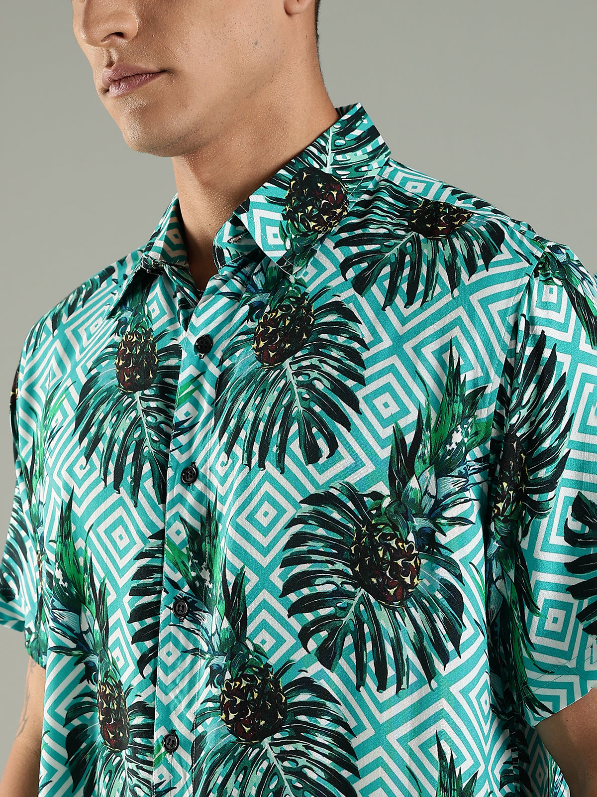 Tropic Maze Relaxed Fit Half Sleeves Printed Shirt
