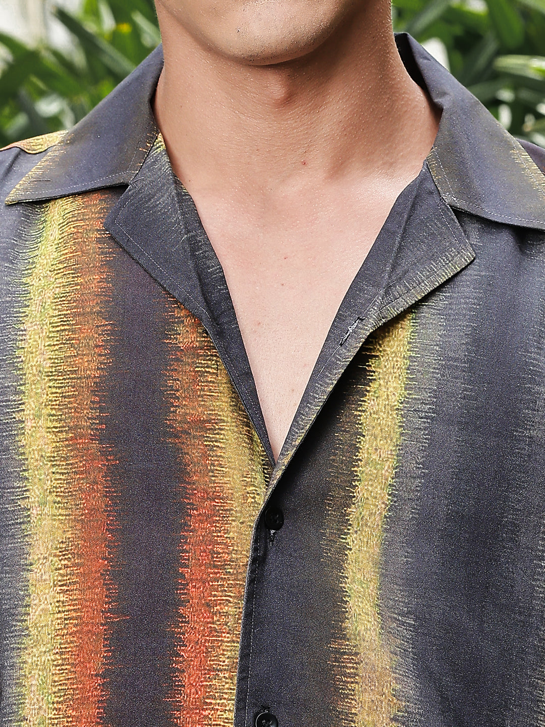 Molten Stripe Printed Oversized Fit Half Sleeves Shirt