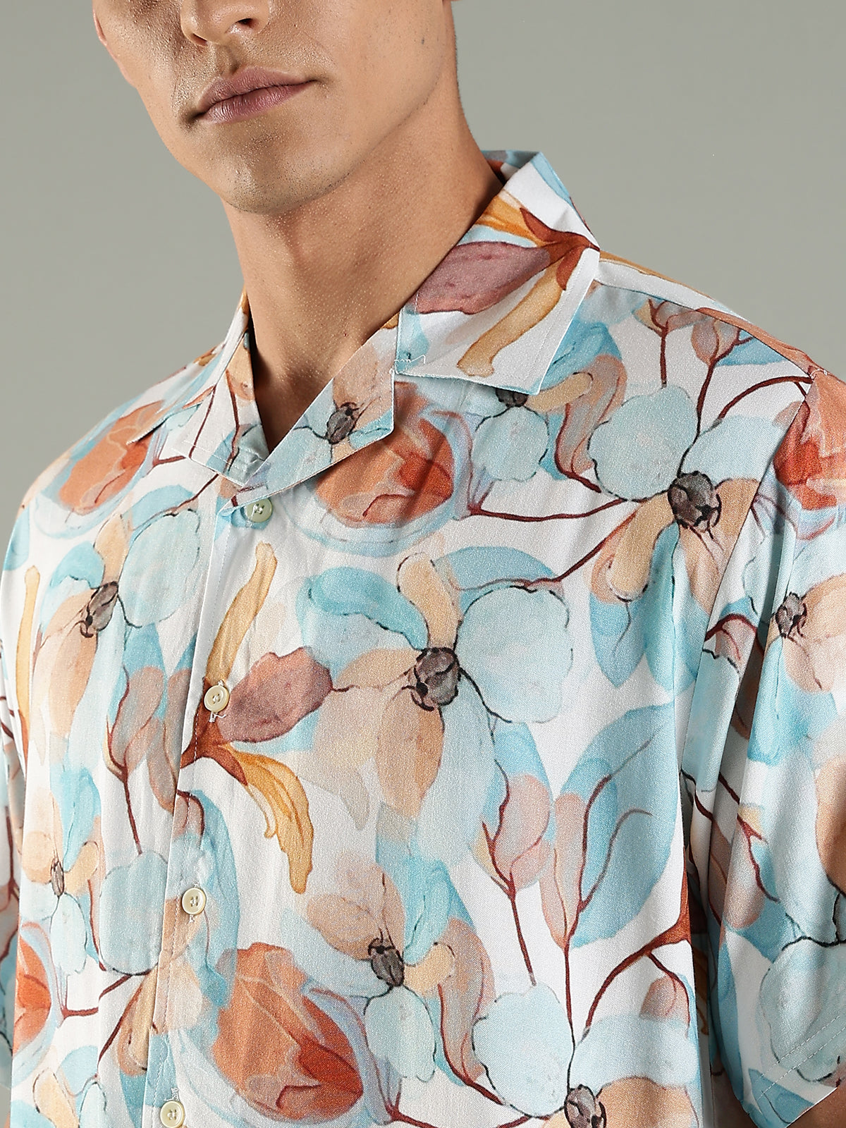 Sunset Bloom Relaxed Fit Half Sleeves Printed Shirt