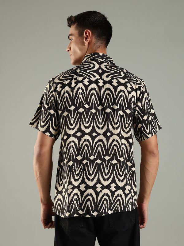 Urban Print Viscose Relaxed Fit Half Sleeves Shirt