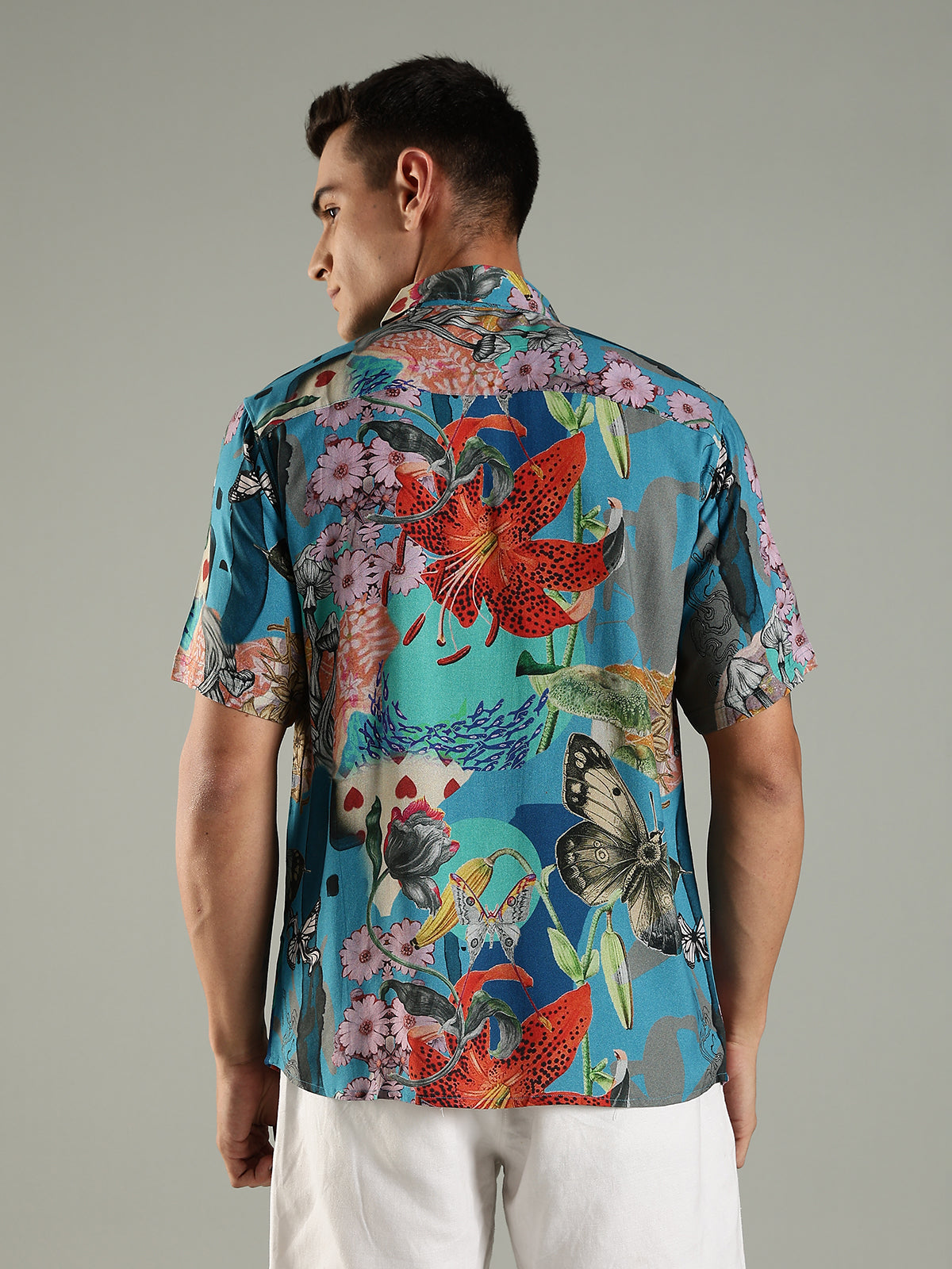 Resort Print Floral Half Sleeves Relaxed Fit Shirt
