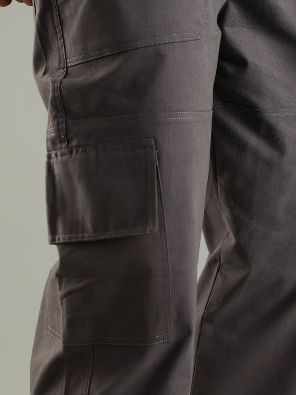 Classic Straight Fit Utility Six Pockets Cargo Pants - Charcoal