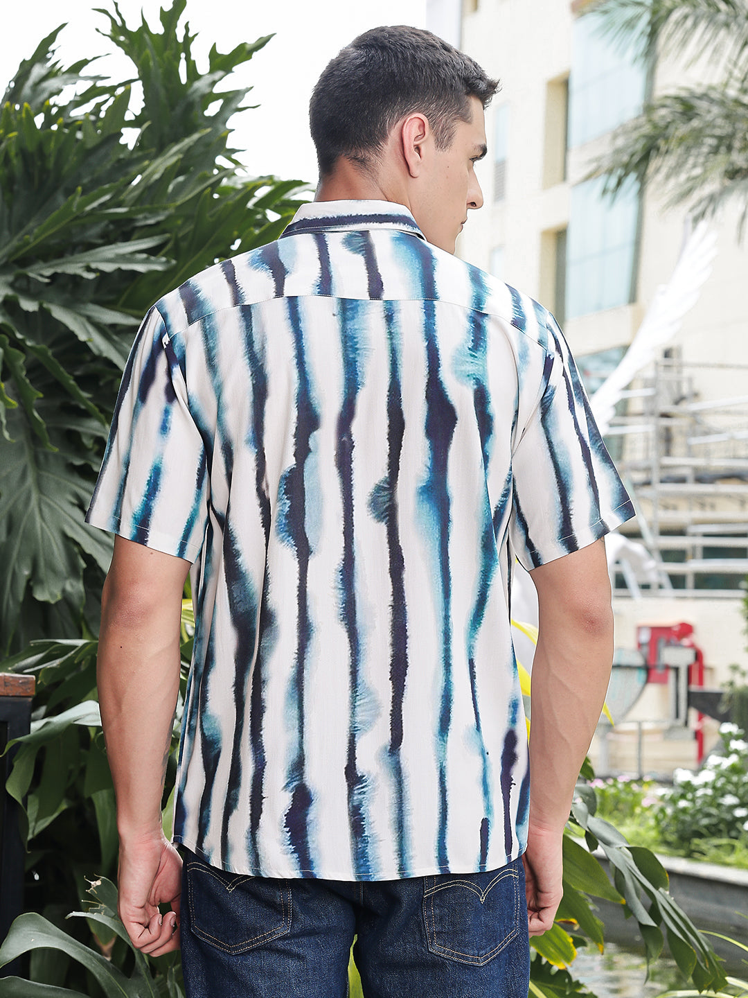 Tie Dye Styled Relaxed Fit Half Sleeves Shirt