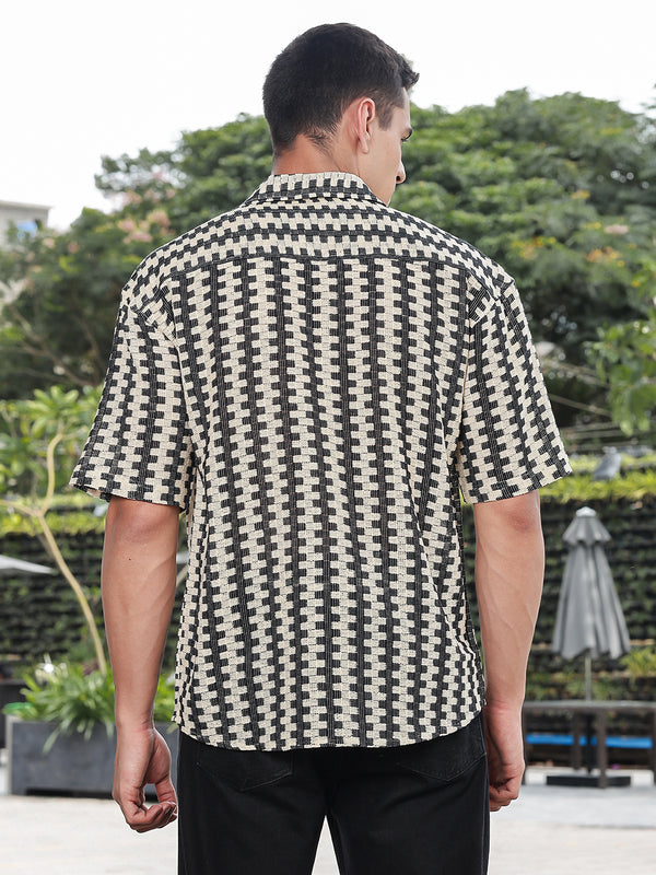 MonoGrid Crochet Oversized Half Sleeves Shirt