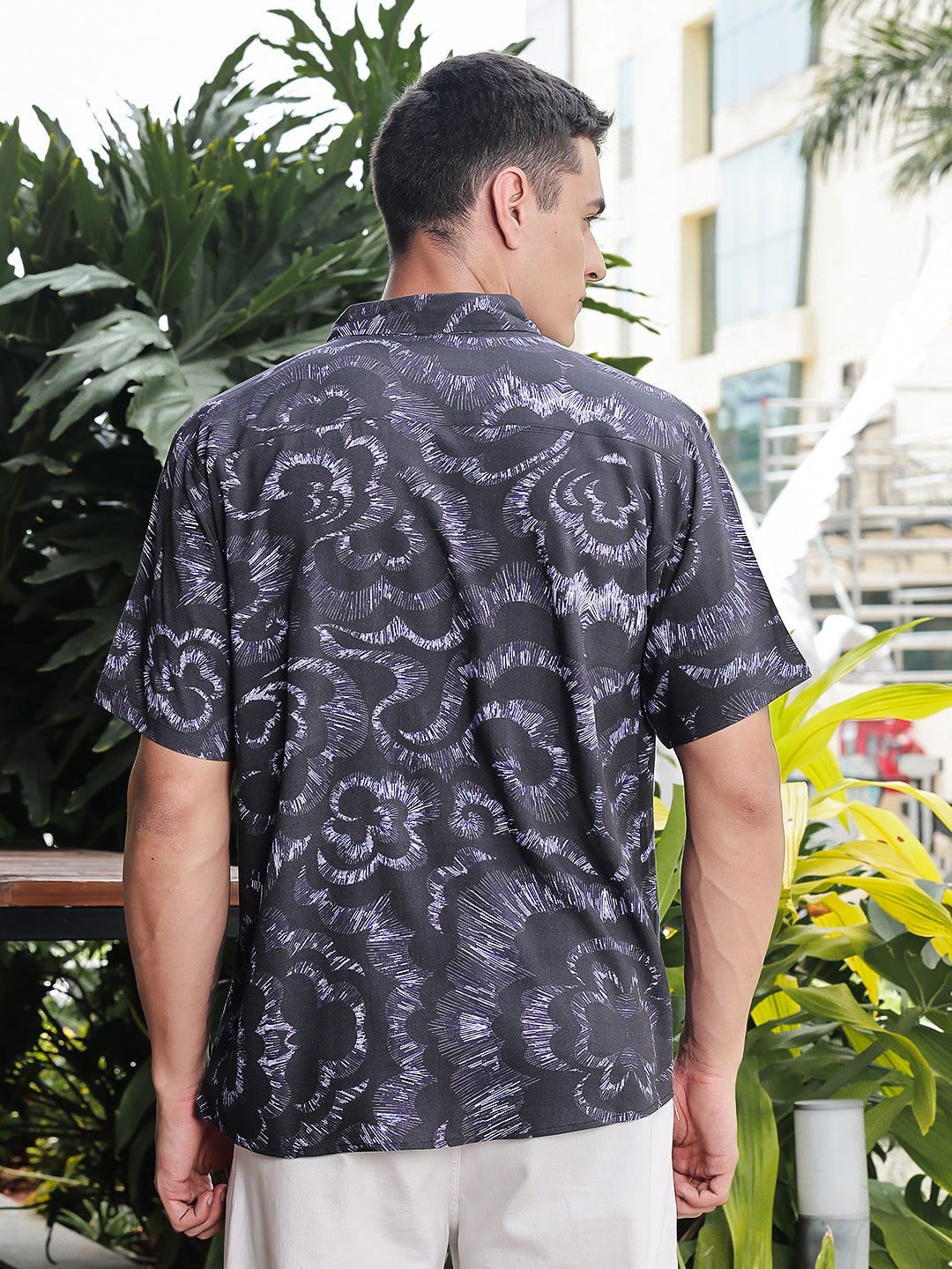 Swirl Printed Relaxed Fit Half Sleeves Shirt