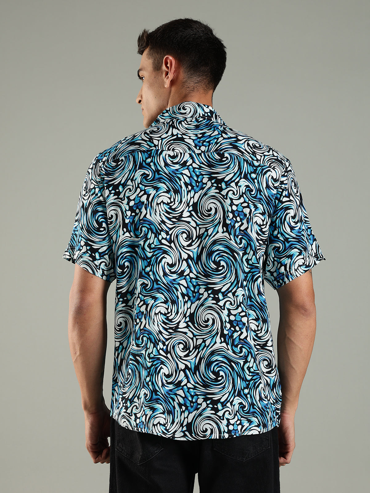 Ocean Drift Printed Relaxed Fit Half Rayon Shirt