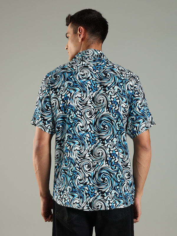 Ocean Drift Printed Relaxed Fit Half Rayon Shirt