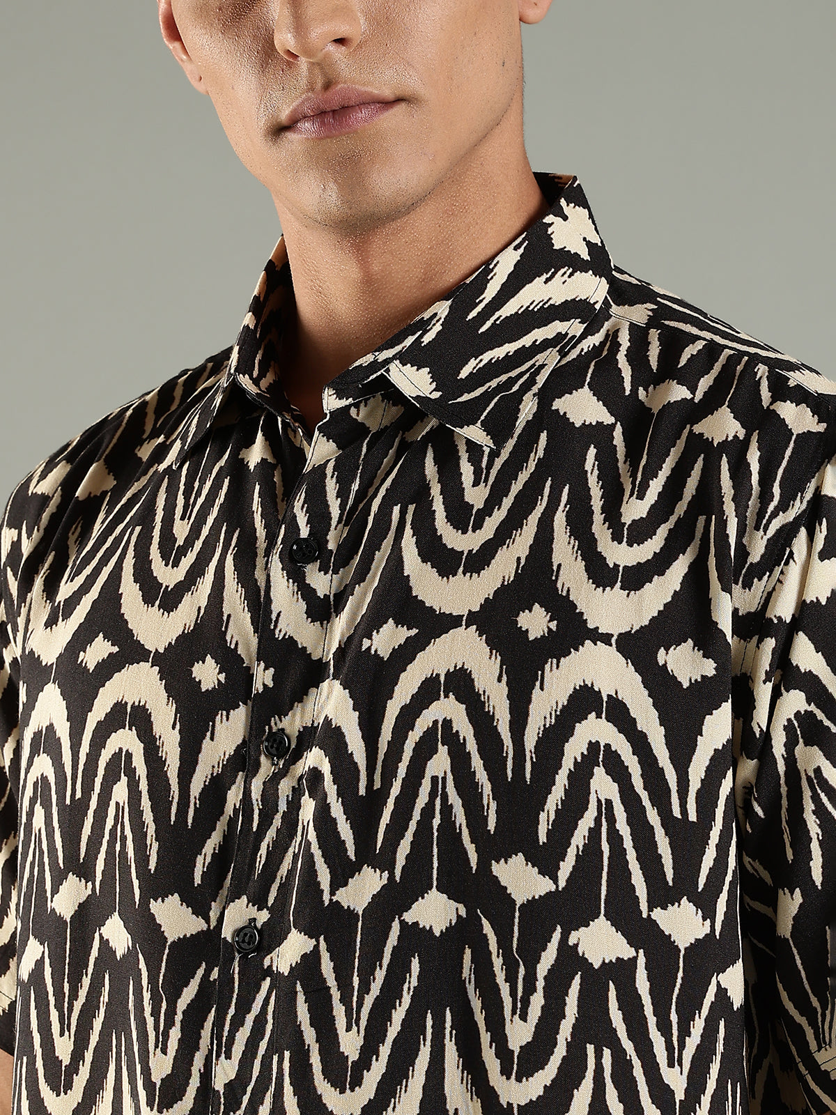 Urban Print Viscose Relaxed Fit Half Sleeves Shirt