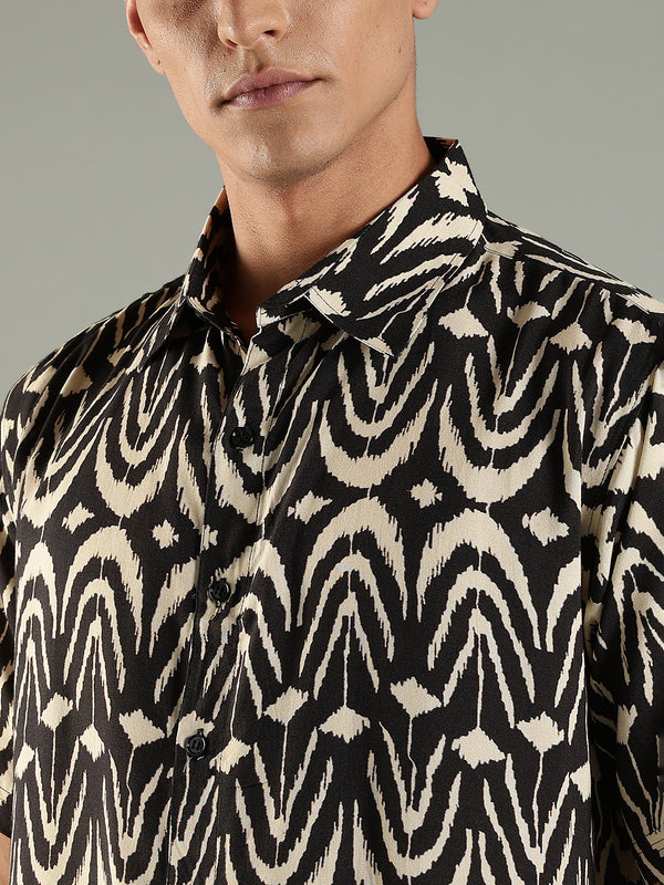 Urban Print Viscose Relaxed Fit Half Sleeves Shirt