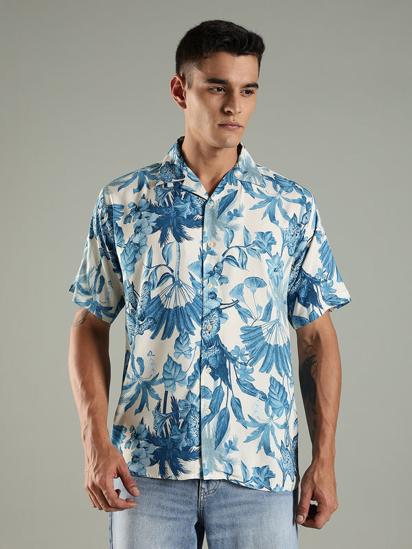 Floral Paradise Printed Relaxed Fit Half Sleeve Shirt