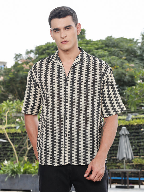 MonoGrid Crochet Oversized Half Sleeves Shirt