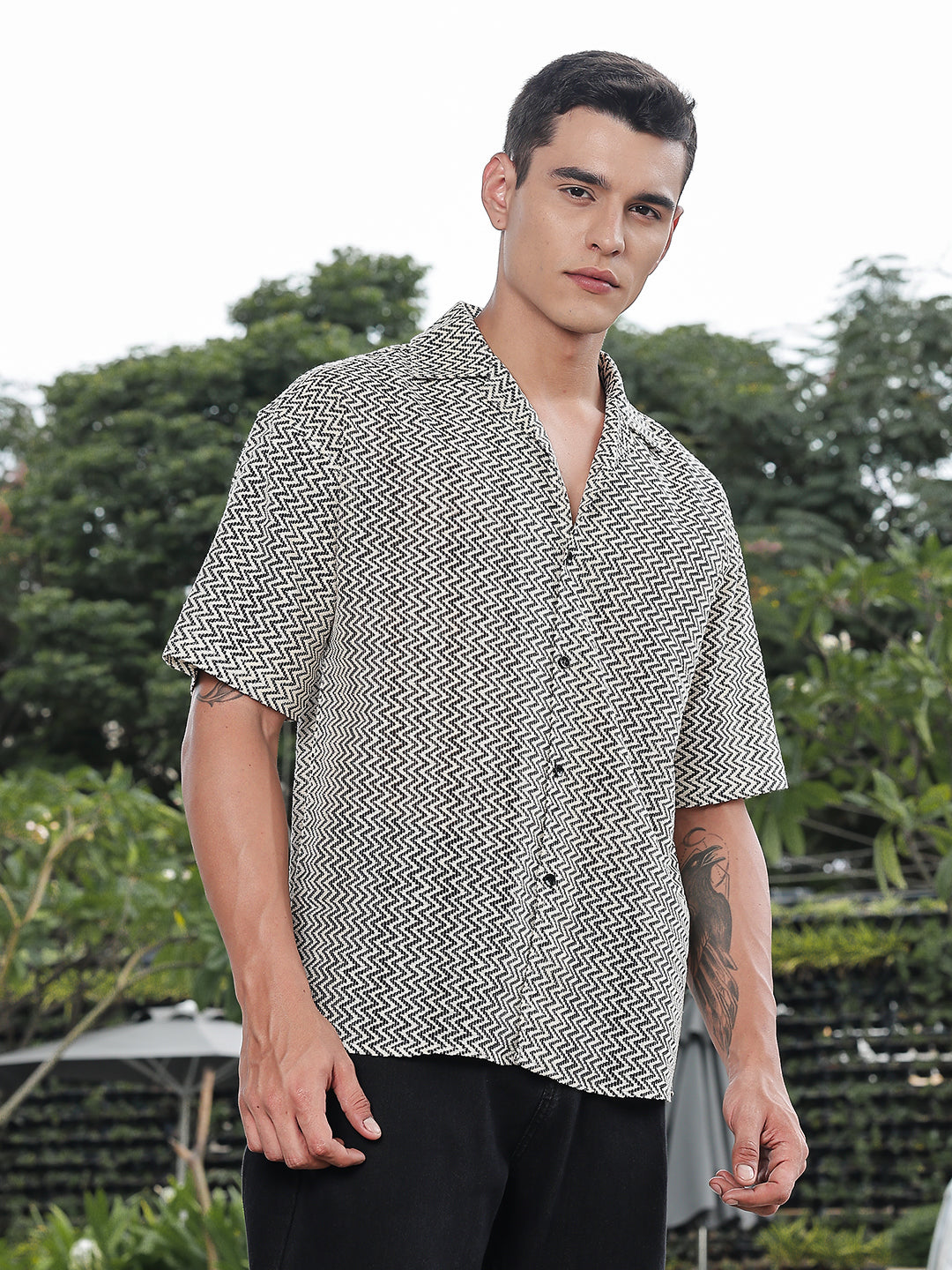 Zigzag Crochet Oversized Shirt